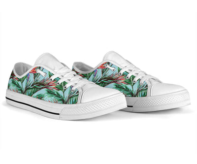 Bird Of Paradise Pattern Print Design BOP01 White Bottom Low Top Shoes