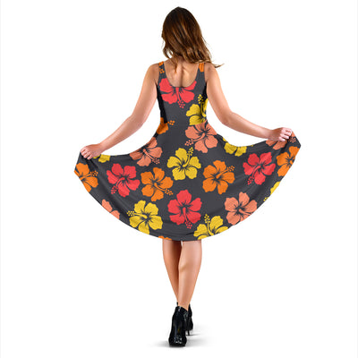 Hibiscus Pattern Print Design HB024 Midi Dress