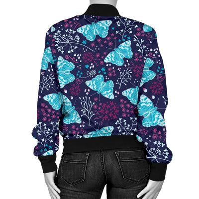 Butterfly Pattern Print Design 011 Women's Bomber Jacket