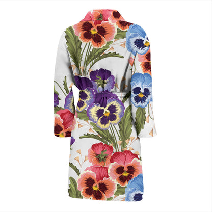 Pansy Pattern Print Design PS06 Men Bathrobe