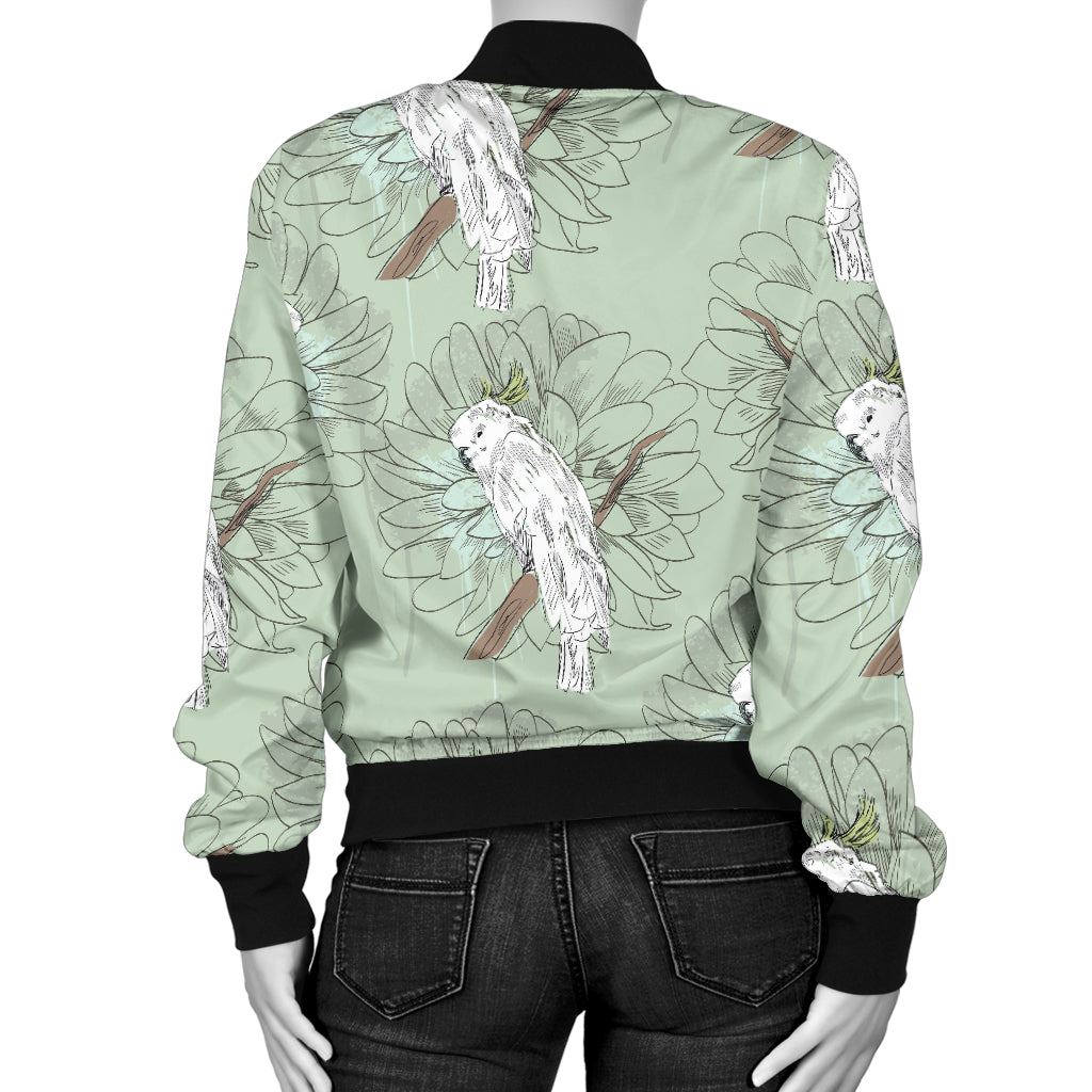 Cockatiel Pattern Print Design 01 Women's Bomber Jacket