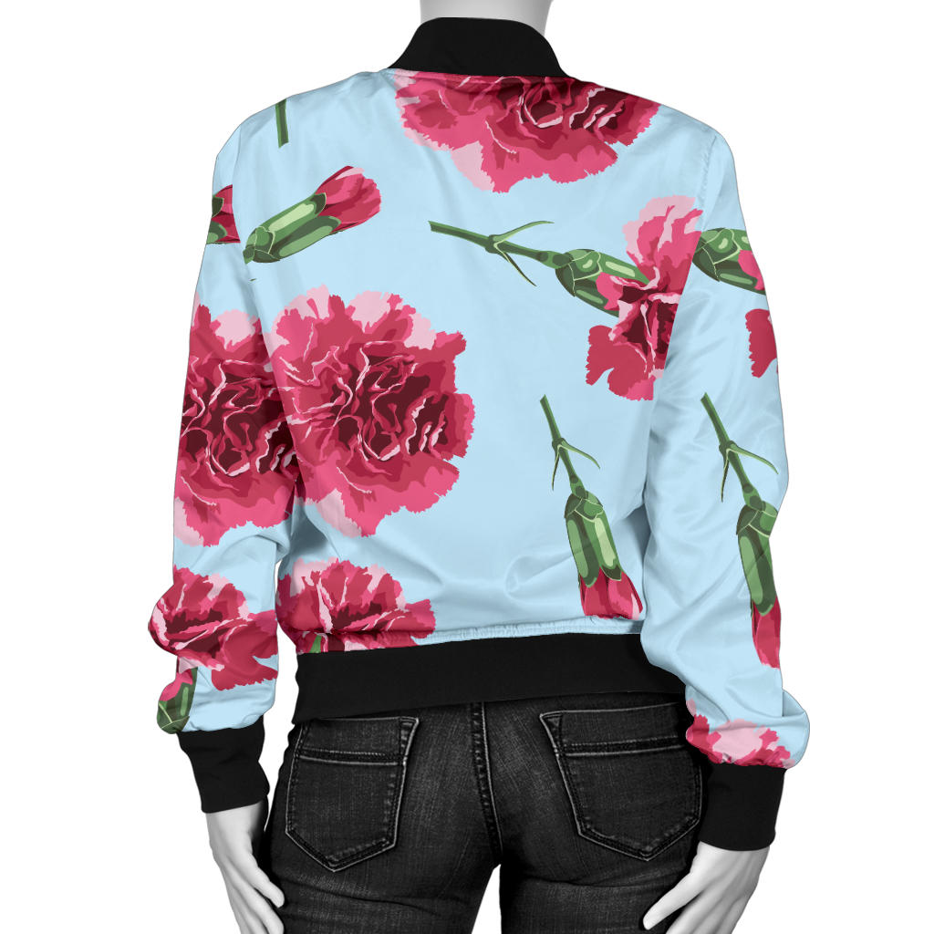 Carnations Pattern Print Design CN01 Women Bomber Jacket