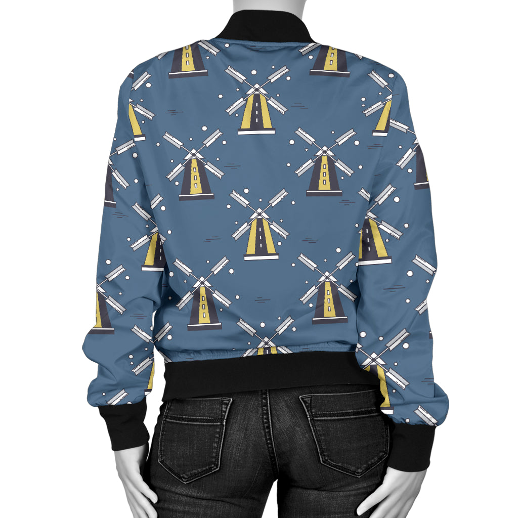 Windmill Pattern Print Design 03 Women's Bomber Jacket