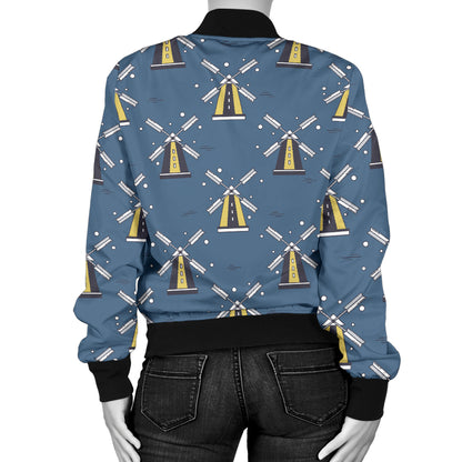 Windmill Pattern Print Design 03 Women's Bomber Jacket