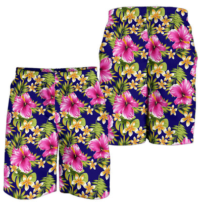 Pink Hibiscus Pattern Print Design HB027 Mens Shorts