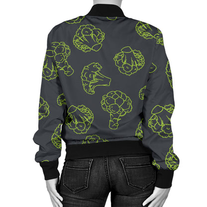 Broccoli Pattern Print Design 01 Women's Bomber Jacket