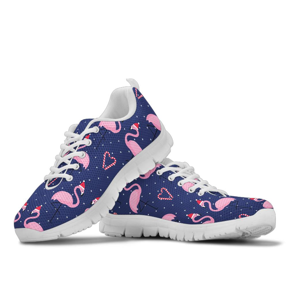 Flamingo Christmas Sneakers White Bottom Shoes