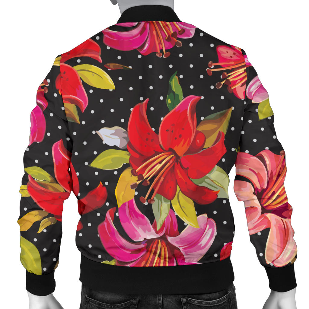 Lily Pattern Print Design LY012 Men Bomber Jacket