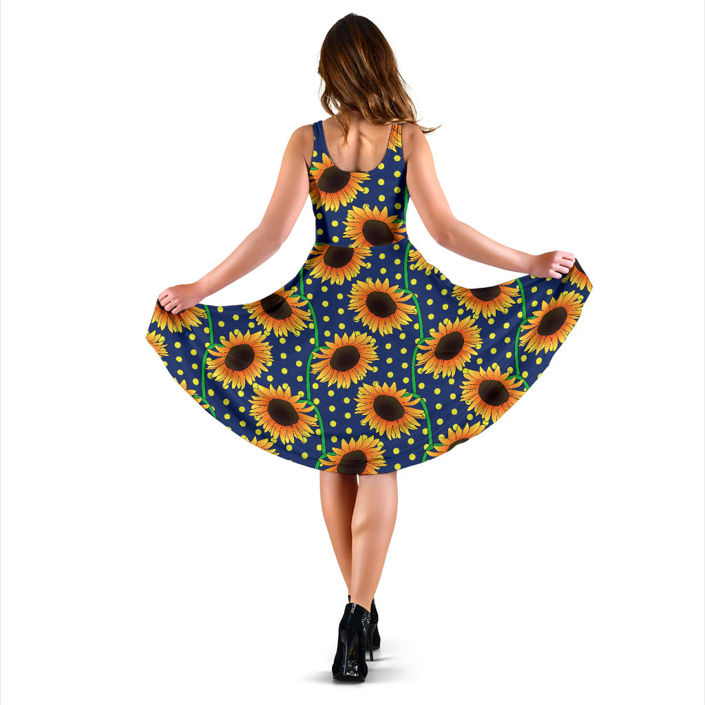 Sunflower Pattern Print Design SF03 Midi Dress