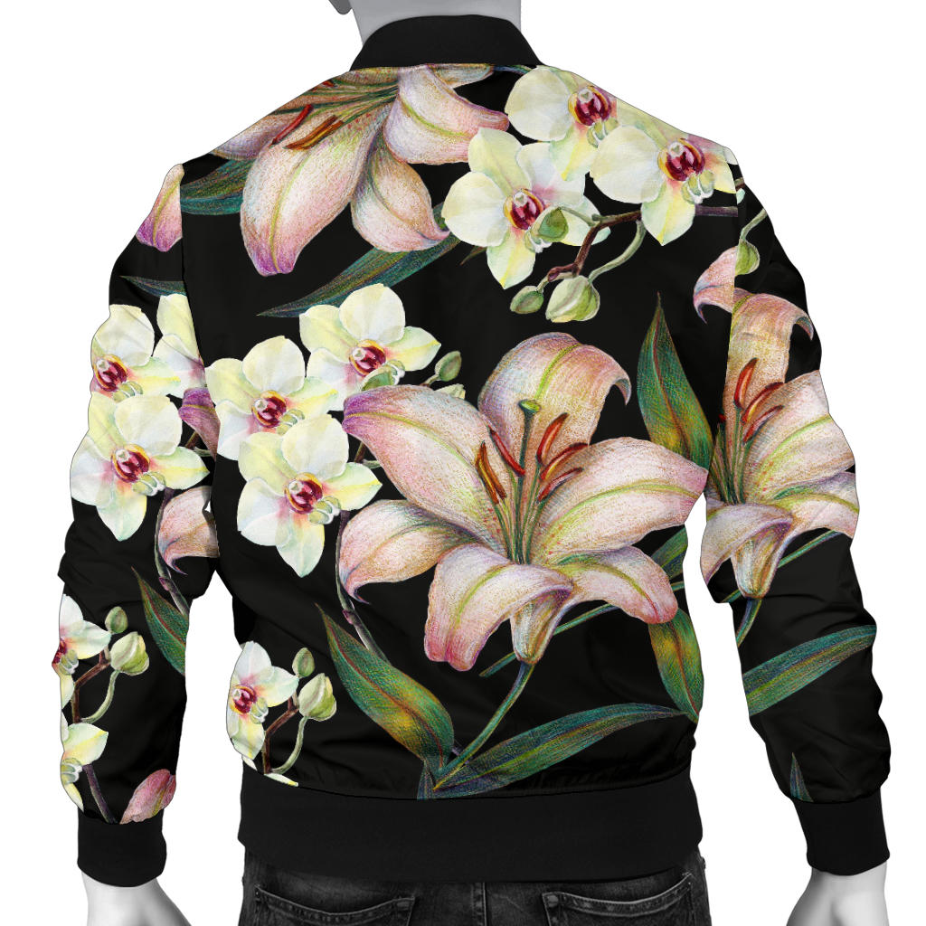 Lily Pattern Print Design LY03 Men Bomber Jacket