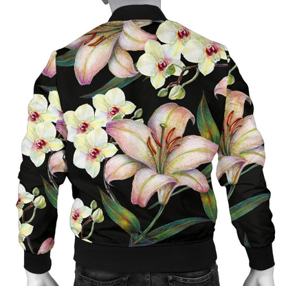 Lily Pattern Print Design LY03 Men Bomber Jacket