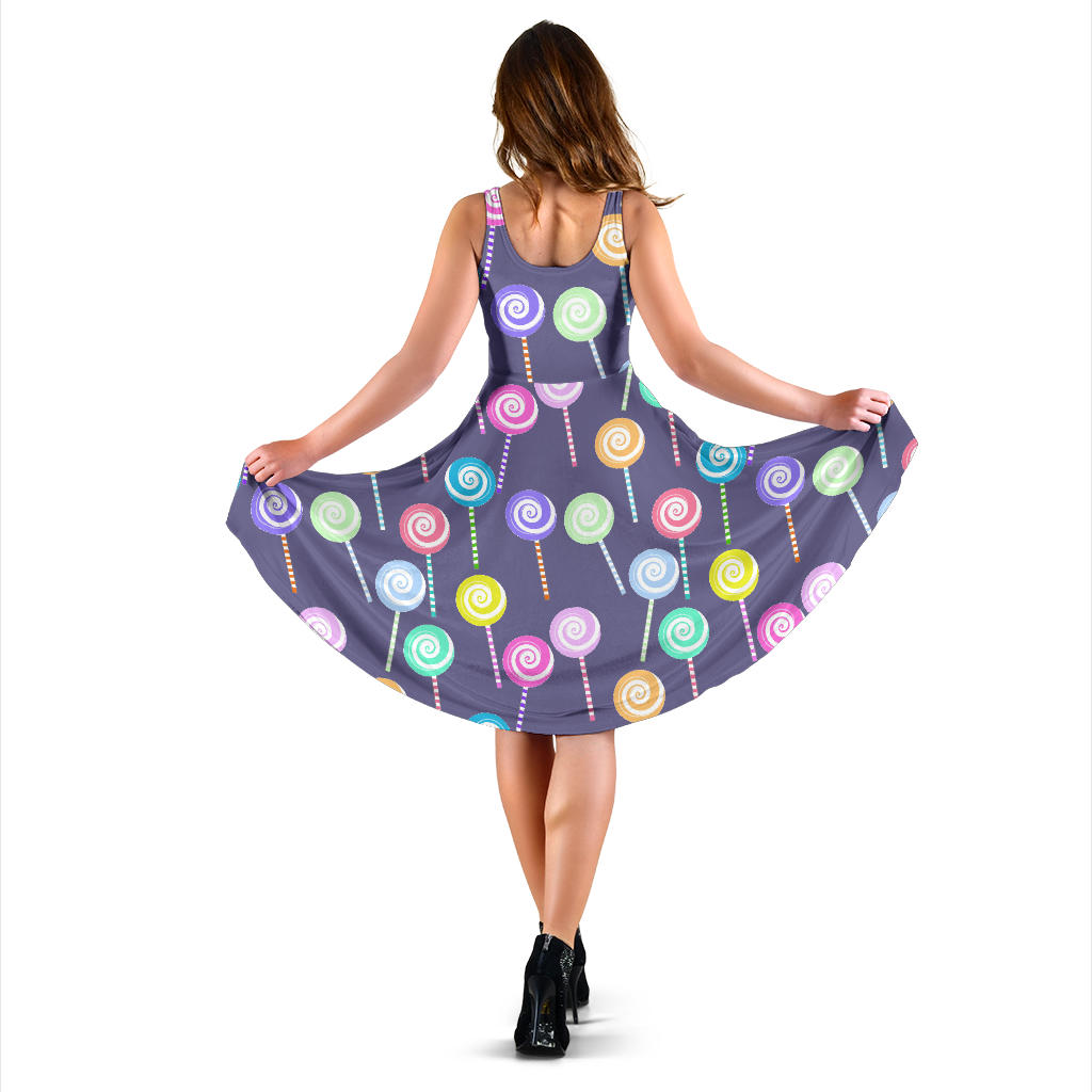 Lollipop Pattern Print Design LL03 Midi Dress