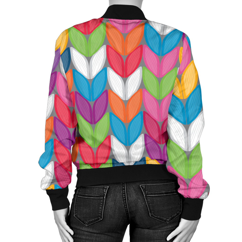 Knit Pattern Print Design 01 Women's Bomber Jacket