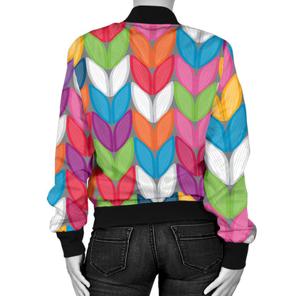 Knit Pattern Print Design 01 Women's Bomber Jacket