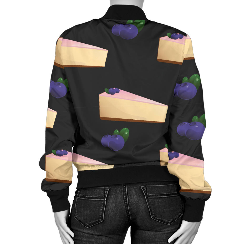 Cheesecake blueberry Pattern Print Design CK01 Women Bomber Jacket