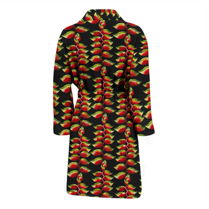 Heliconia Pattern Print Design HL05 Men Bathrobe