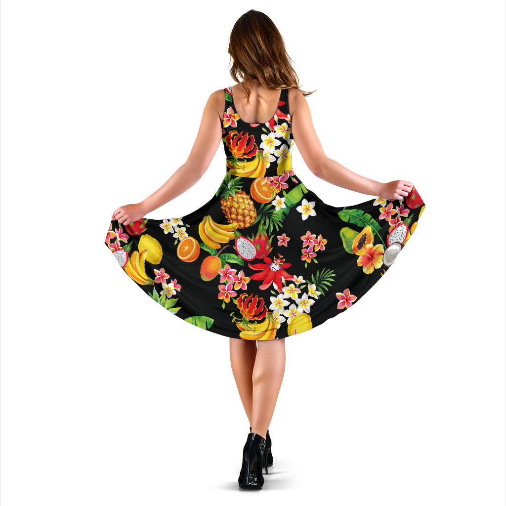 Tropical Fruits Pattern Print Design TF02 Midi Dress