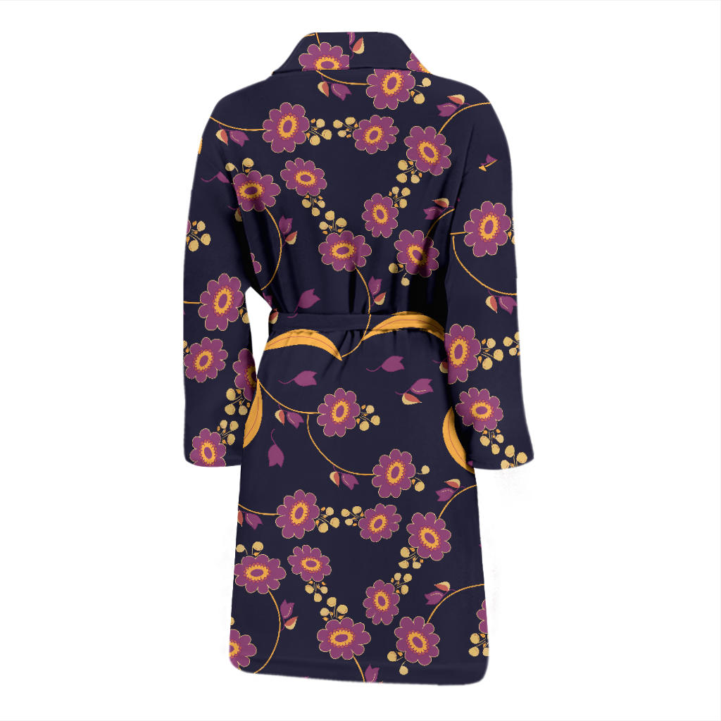 Anemone Pattern Print Design AM012 Men Bathrobe