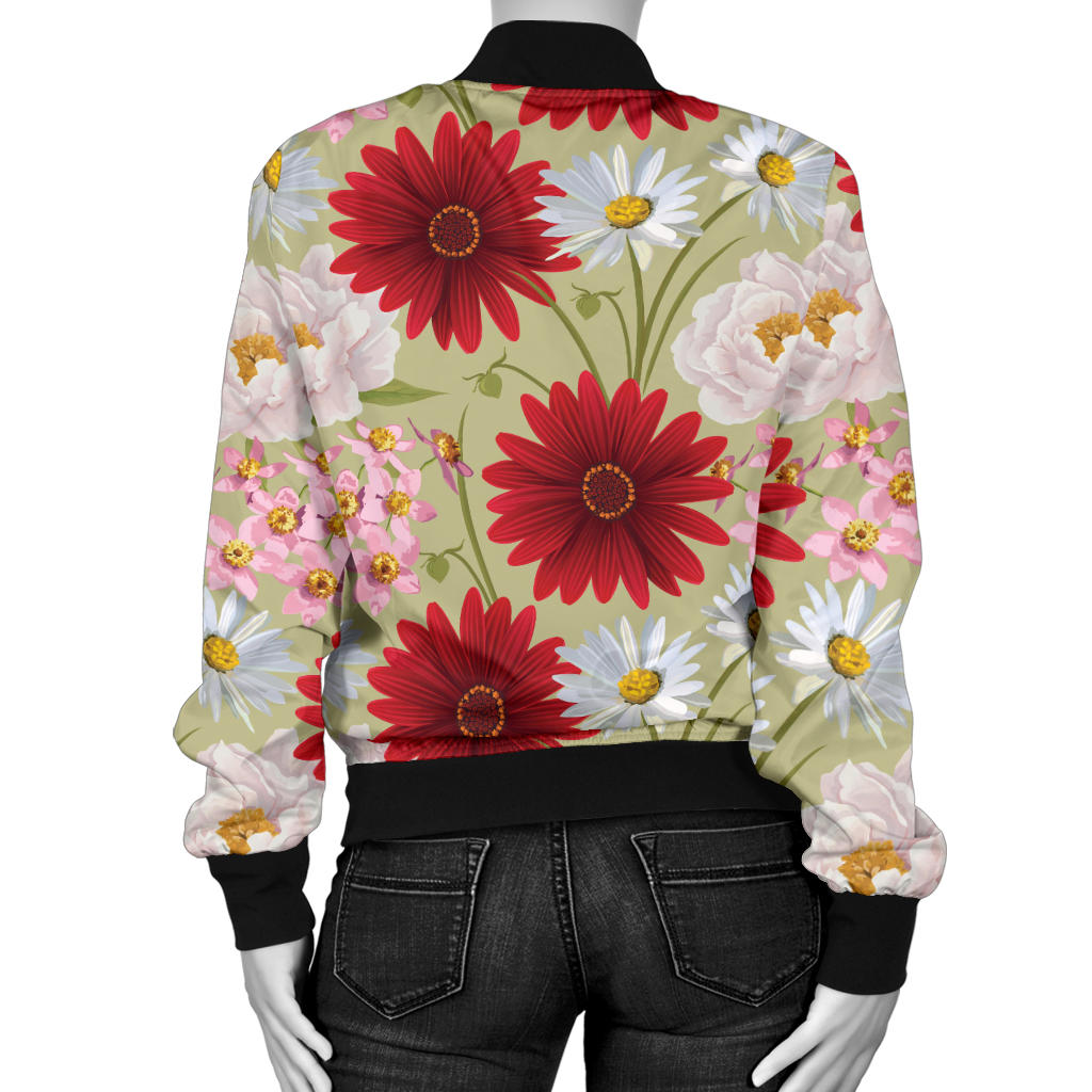 Gerberas Pattern Print Design GB07 Women Bomber Jacket