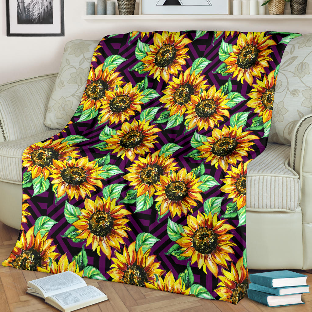 Sunflower Pattern Print Design SF012 Fleece Blanket