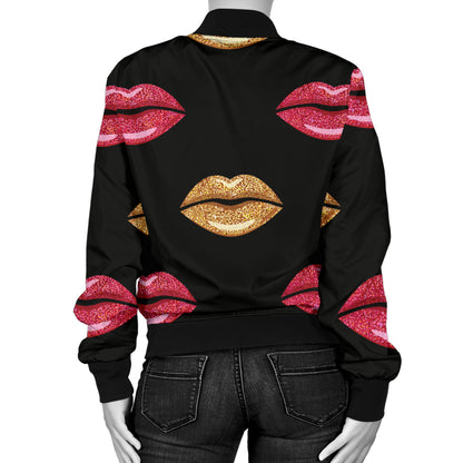 Lip Pattern Print Design 03 Women's Bomber Jacket
