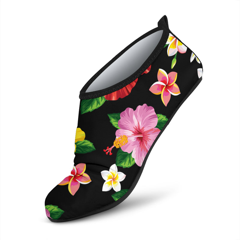 Hibiscus Pattern Print Design HB025 Aqua Water Shoes