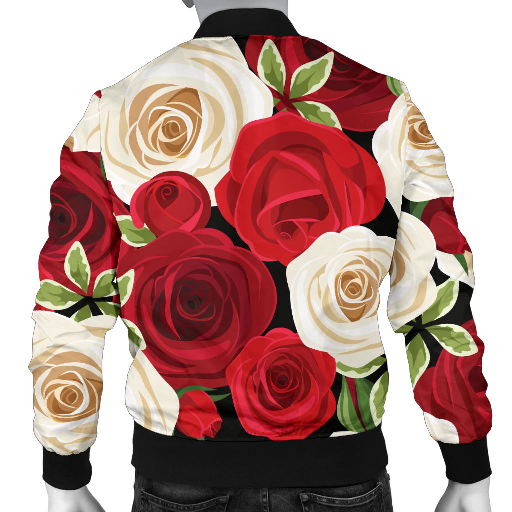 Rose Pattern Print Design RO06 Men Bomber Jacket
