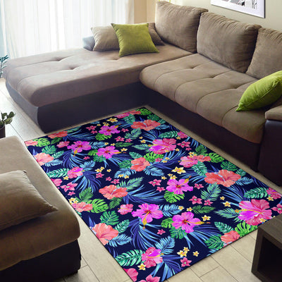 Neon Hibiscus Pattern Print Design HB016 Area Rugs