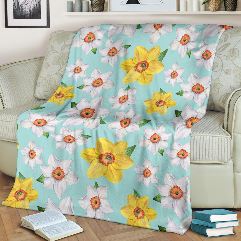 Daffodils Pattern Print Design DF07 Fleece Blanket
