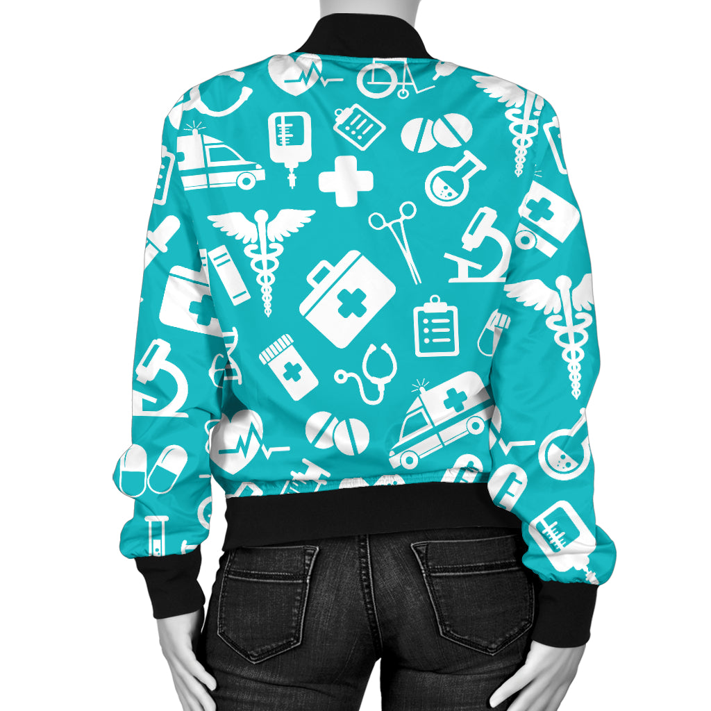 Medical Pattern Print Design 04 Women's Bomber Jacket