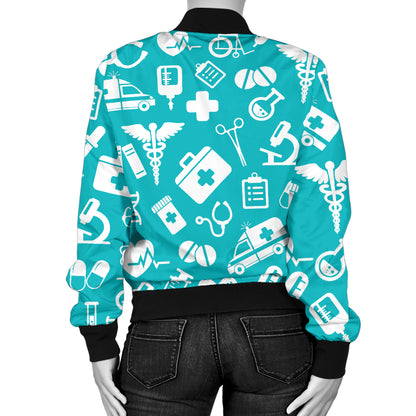 Medical Pattern Print Design 04 Women's Bomber Jacket
