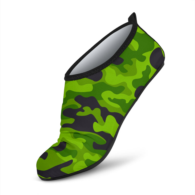 Green Kelly Camo Print Aqua Water Shoes