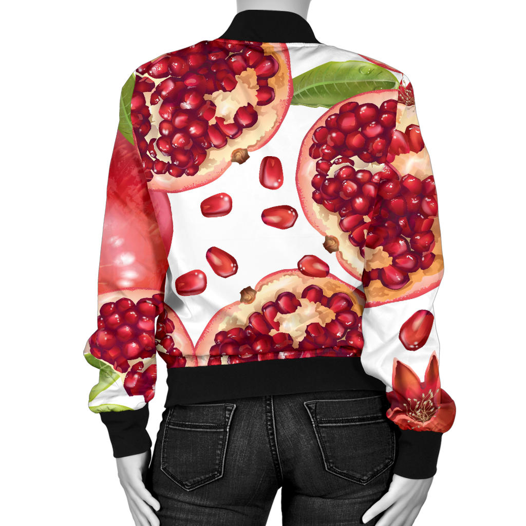 Pomegranate Pattern Print Design PG03 Women Bomber Jacket