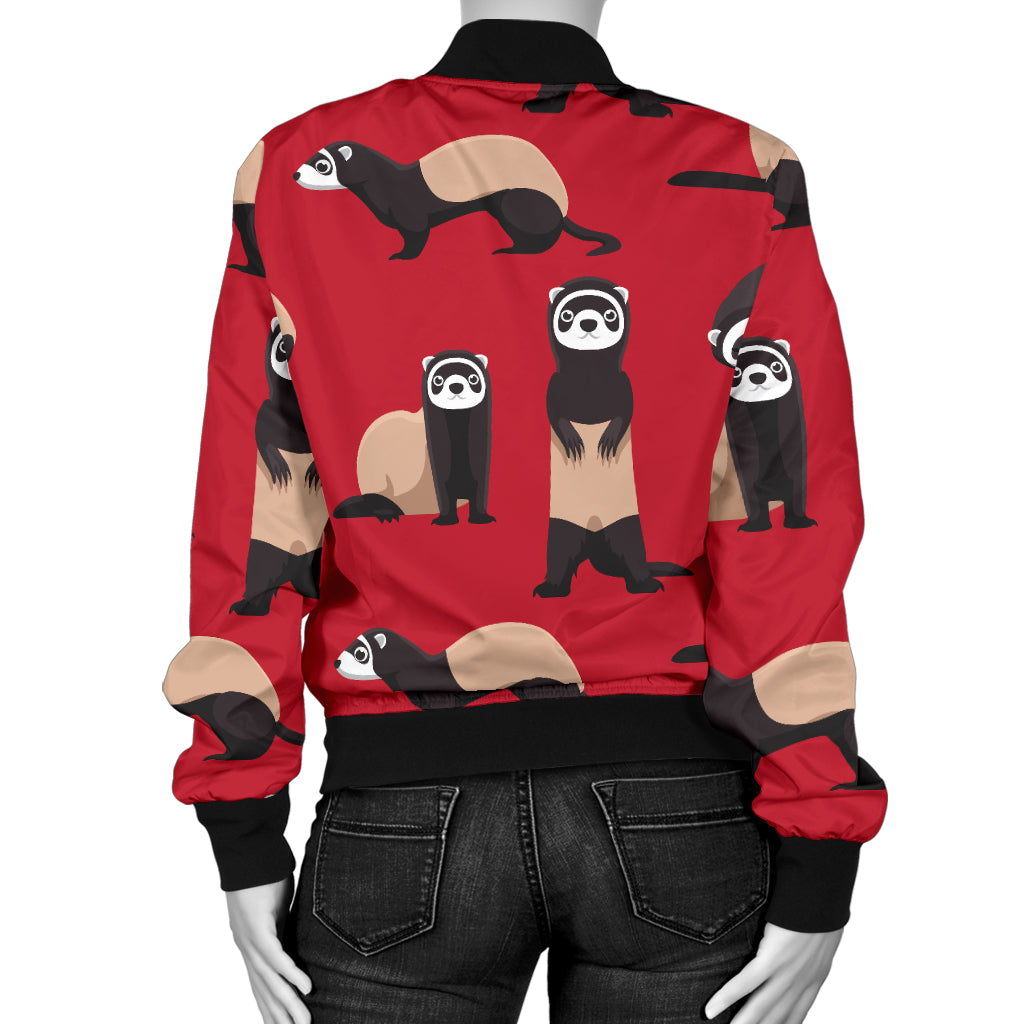 Ferret Pattern Print Design 02 Women's Bomber Jacket