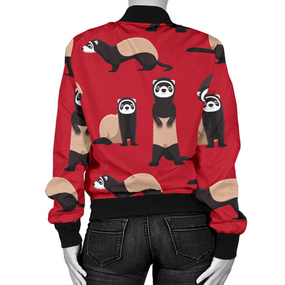 Ferret Pattern Print Design 02 Women's Bomber Jacket