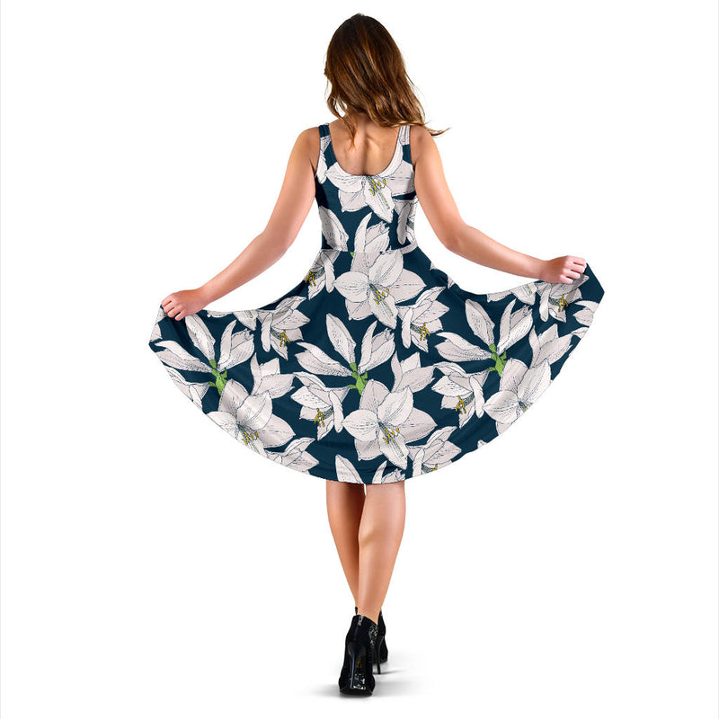Amaryllis Pattern Print Design AL02 Midi Dress