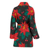 Poinsettia Pattern Print Design POT07 Women Bathrobe