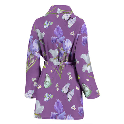 Iris Pattern Print Design IR09 Women Bathrobe