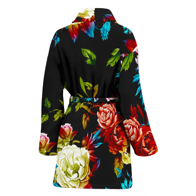 Peony Pattern Print Design PE07 Women Bathrobe