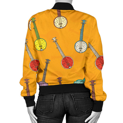 Banjo Pattern Print Design 02 Women's Bomber Jacket