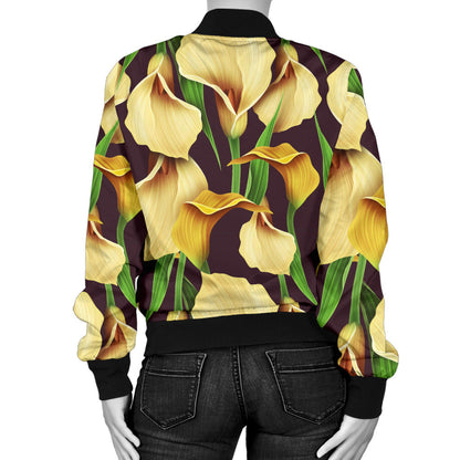 Lily Pattern Print Design LY013 Women Bomber Jacket