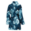 Rose Blue Pattern Print Design RO014 Women Bathrobe