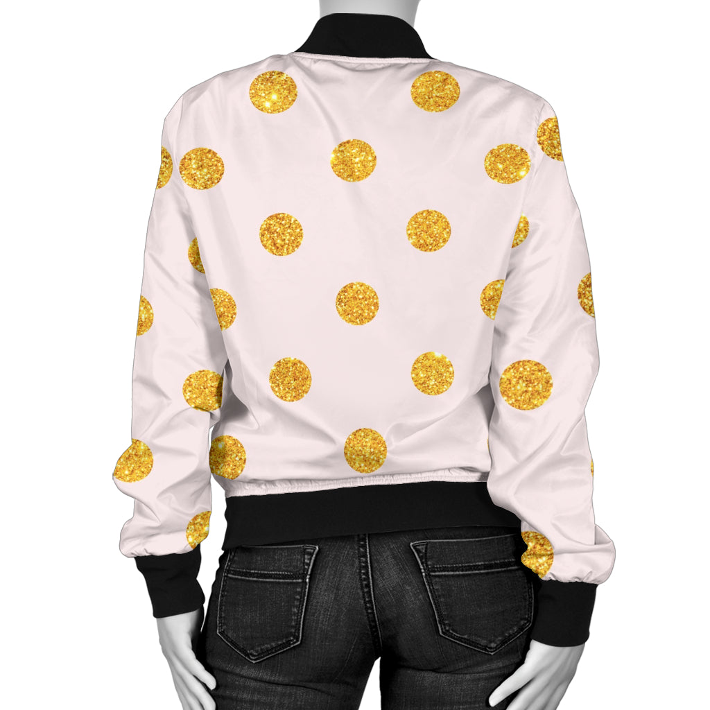 Polka Dot Gold Pink Pattern Print Design 01 Women's Bomber Jacket