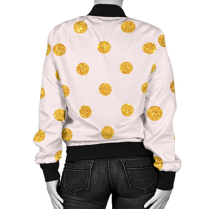 Polka Dot Gold Pink Pattern Print Design 01 Women's Bomber Jacket
