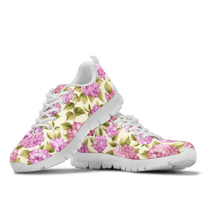 Hydrangea Pattern Print Design HD05 Sneakers White Bottom Shoes