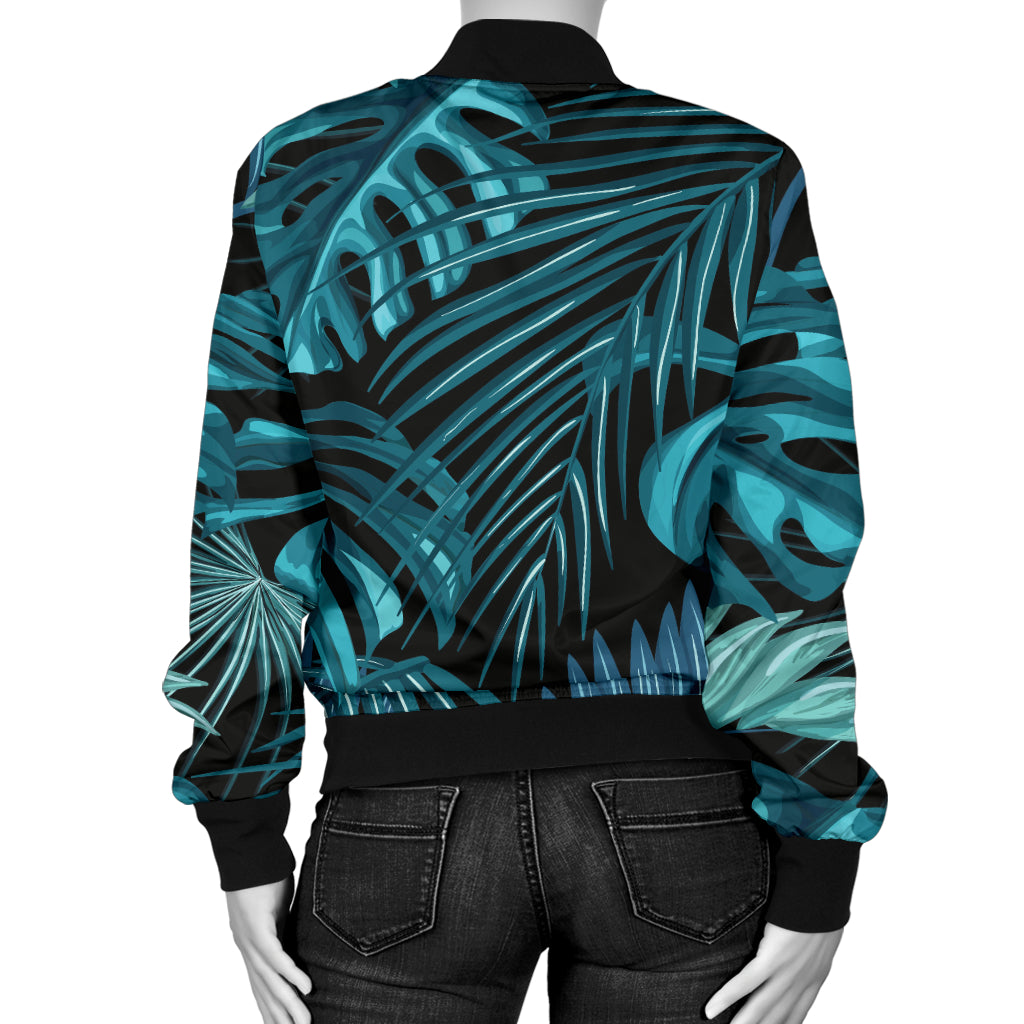 Palm Leaf Pattern Print Design A03 Women's Bomber Jacket