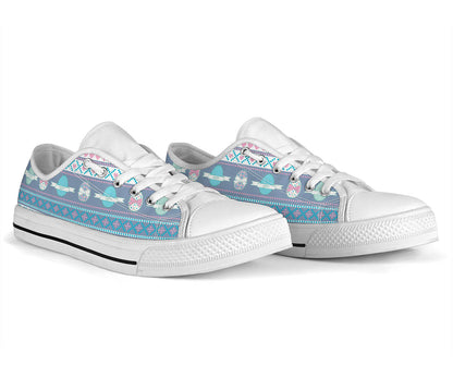 Easter Eggs Pattern Print Design RB013 White Bottom Low Top Shoes