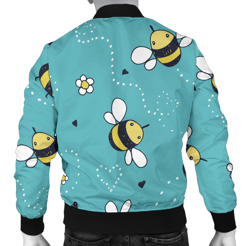 Bee Pattern Print Design BEE02 Men Bomber Jacket