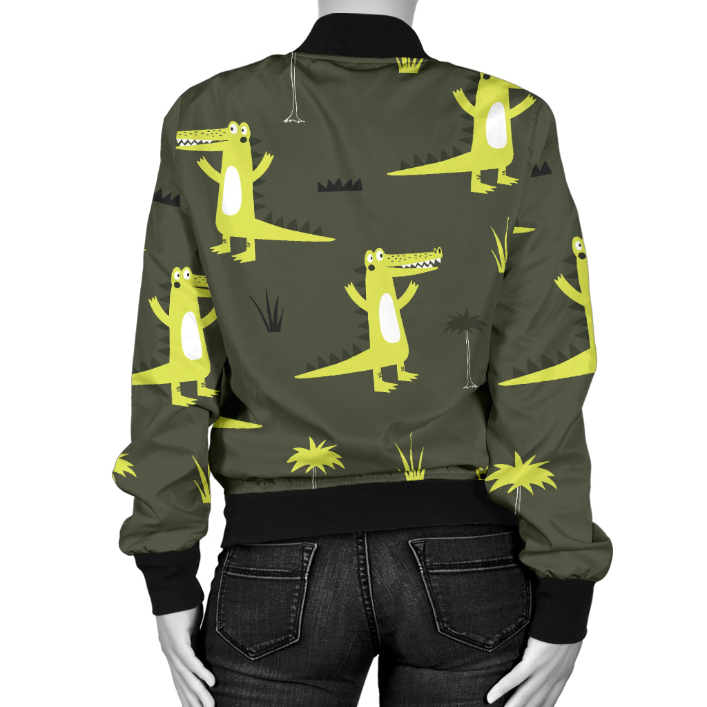 Alligator Pattern Print Design 05 Women's Bomber Jacket