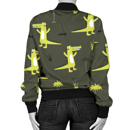 Alligator Pattern Print Design 05 Women's Bomber Jacket